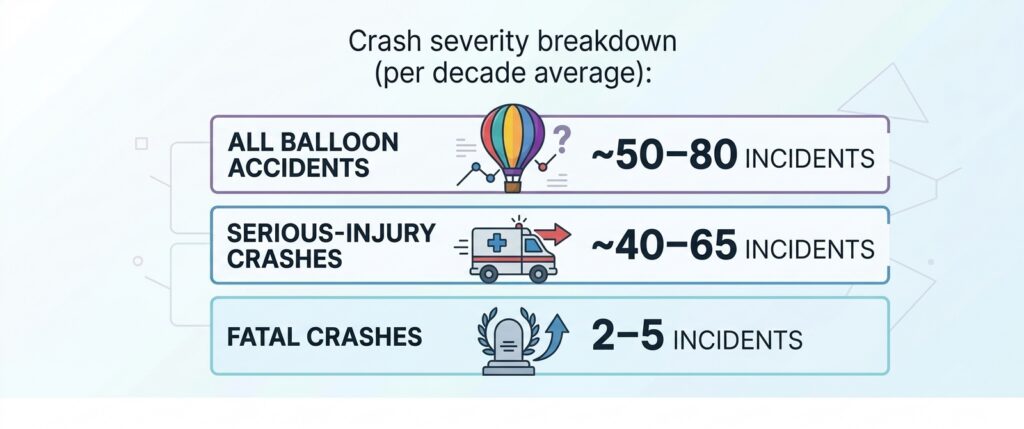 Crash severity breakdown (per decade average)