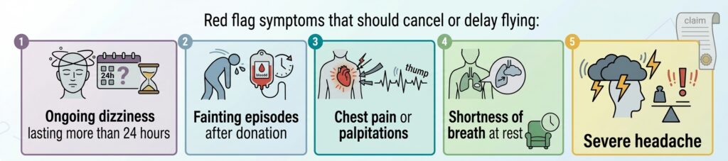 Red flag symptoms that should cancel or delay flying